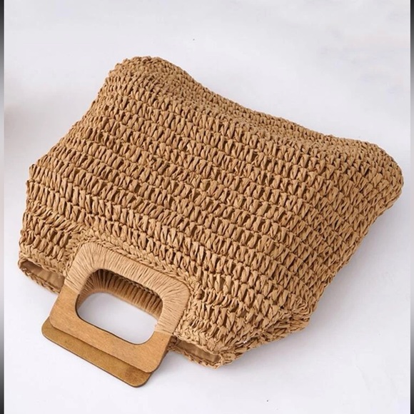 Boho minimalist straw summer beach bag - Picture 2 of 7